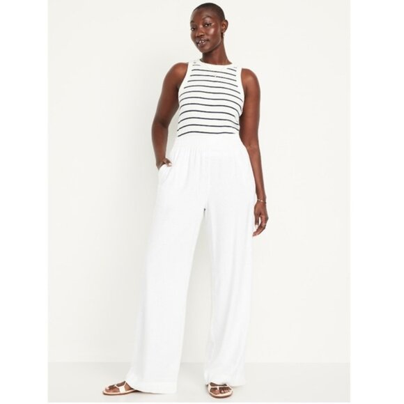 NWT Old Navy High-Waisted Linen-Blend Wide-Leg Pants - Picture 6 of 9